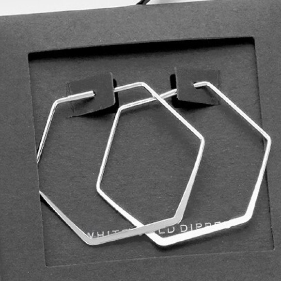 14k karat Gold dipped hexagon hoop earrings - Picture 2 of 2